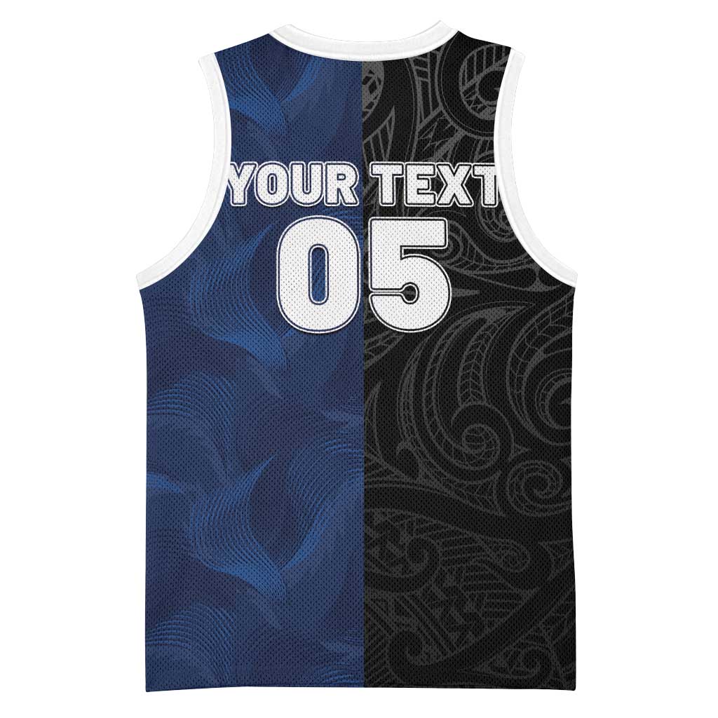 France And New Zealand Rugby Basketball Jersey - Les Bleus Rooster With Maori Tiki LT05 - Polynesian Pride