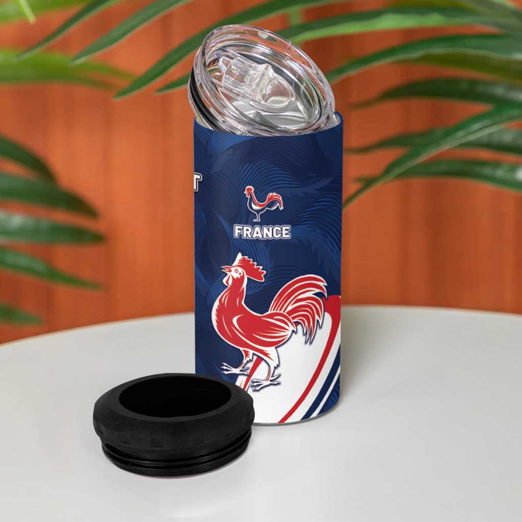 France And New Zealand Rugby Custom 4 in 1 Can Cooler Tumbler Les Bleus Rooster With Maori Tiki LT05 - Polynesian Pride