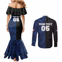 France And New Zealand Rugby Custom Couples Matching Mermaid Dress and Long Sleeve Button Shirt Les Bleus Rooster With Maori Tiki LT05 - Polynesian Pride