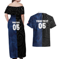 France And New Zealand Rugby Custom Couples Matching Off Shoulder Maxi Dress and Hawaiian Shirt Les Bleus Rooster With Maori Tiki LT05 - Polynesian Pride