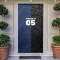 France And New Zealand Rugby Custom Door Cover Les Bleus Rooster With Maori Tiki LT05 Black - Polynesian Pride