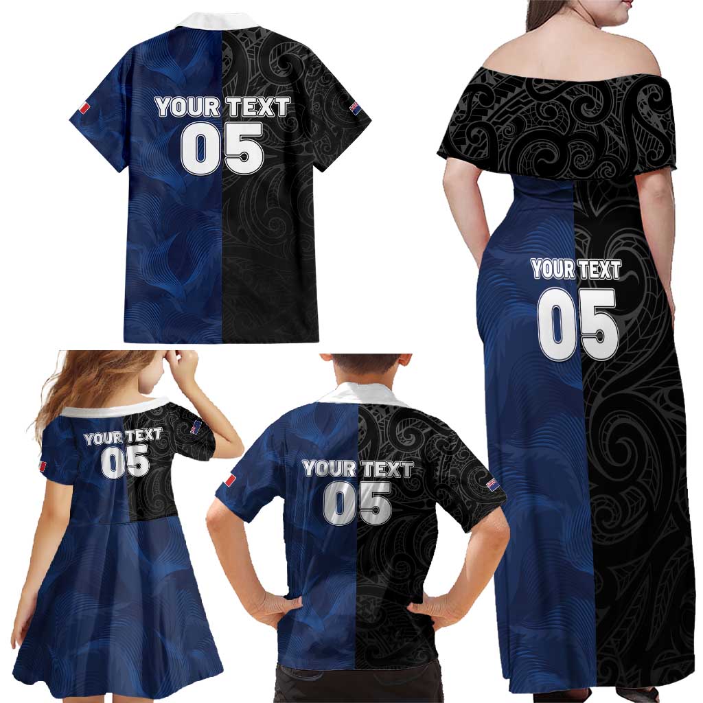 France And New Zealand Rugby Custom Family Matching Off Shoulder Maxi Dress and Hawaiian Shirt Les Bleus Rooster With Maori Tiki LT05 - Polynesian Pride