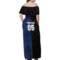 France And New Zealand Rugby Custom Family Matching Off Shoulder Maxi Dress and Hawaiian Shirt Les Bleus Rooster With Maori Tiki LT05 - Polynesian Pride