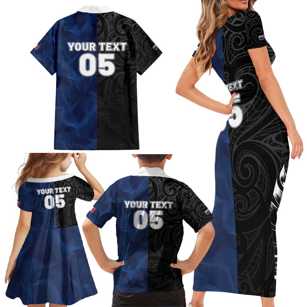 France And New Zealand Rugby Custom Family Matching Short Sleeve Bodycon Dress and Hawaiian Shirt Les Bleus Rooster With Maori Tiki LT05 - Polynesian Pride
