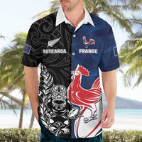 France And New Zealand Rugby Custom Hawaiian Shirt Les Bleus Rooster With Maori Tiki LT05 - Polynesian Pride