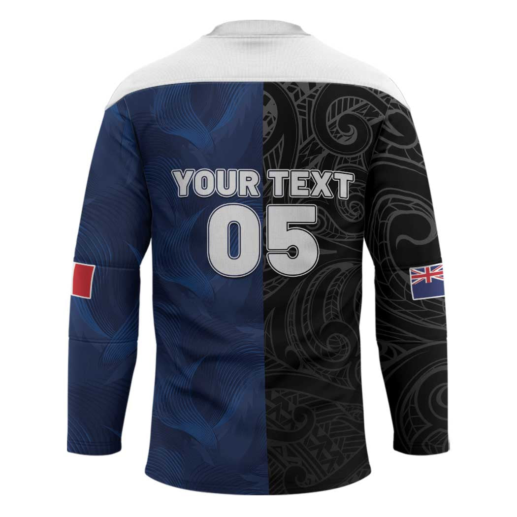 France And New Zealand Rugby Custom Hockey Jersey Les Bleus Rooster With Maori Tiki LT05 - Polynesian Pride