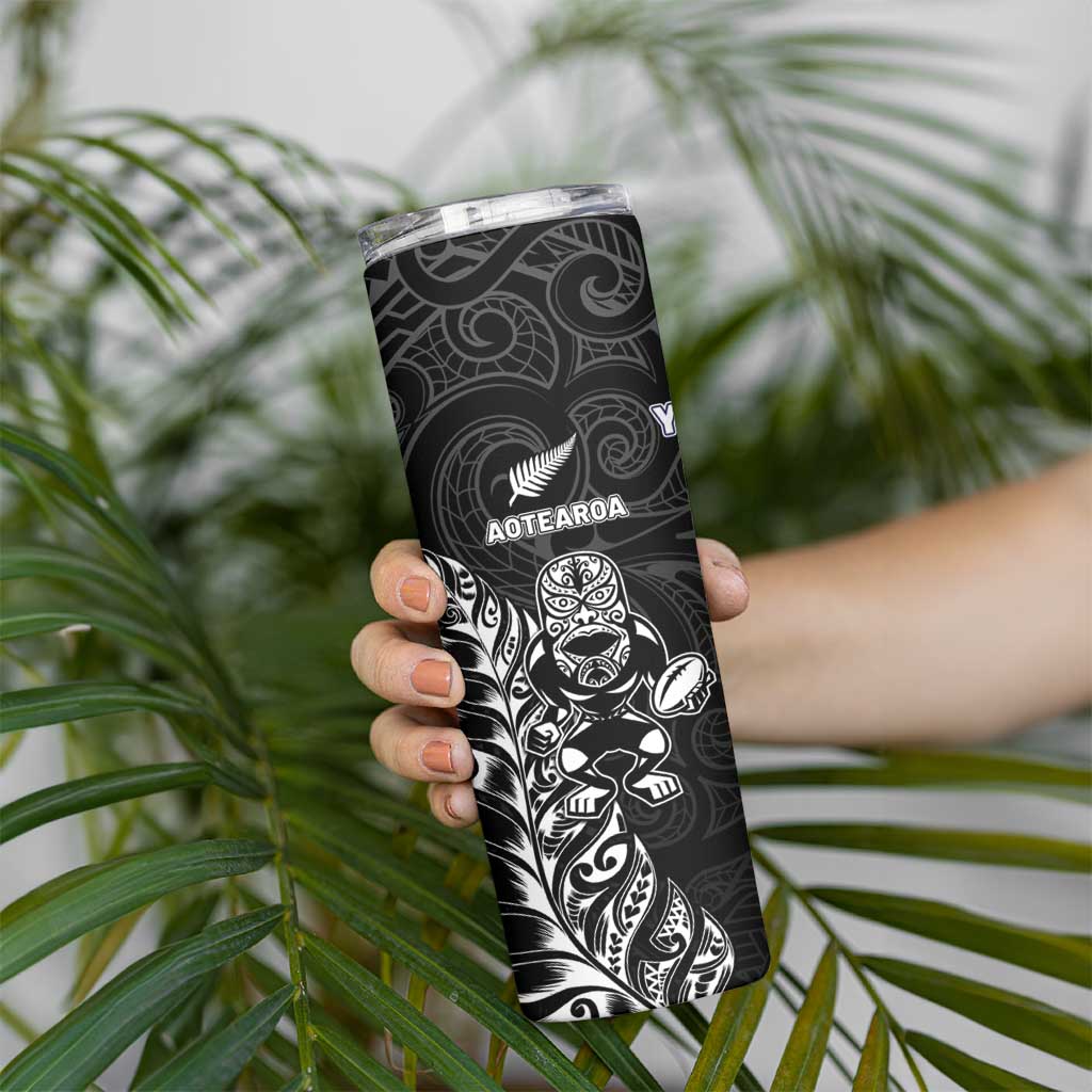 France And New Zealand Rugby Custom Skinny Tumbler Les Bleus Rooster With Maori Tiki LT05 - Polynesian Pride