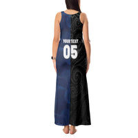 France And New Zealand Rugby Custom Tank Maxi Dress Les Bleus Rooster With Maori Tiki LT05 - Polynesian Pride