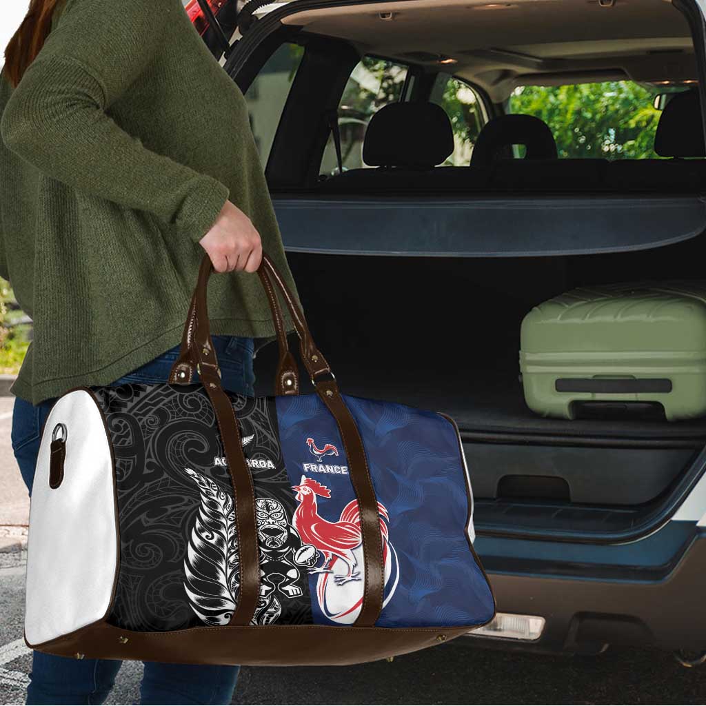 France And New Zealand Rugby Travel Bag Les Bleus Rooster With Maori Tiki LT05 - Polynesian Pride