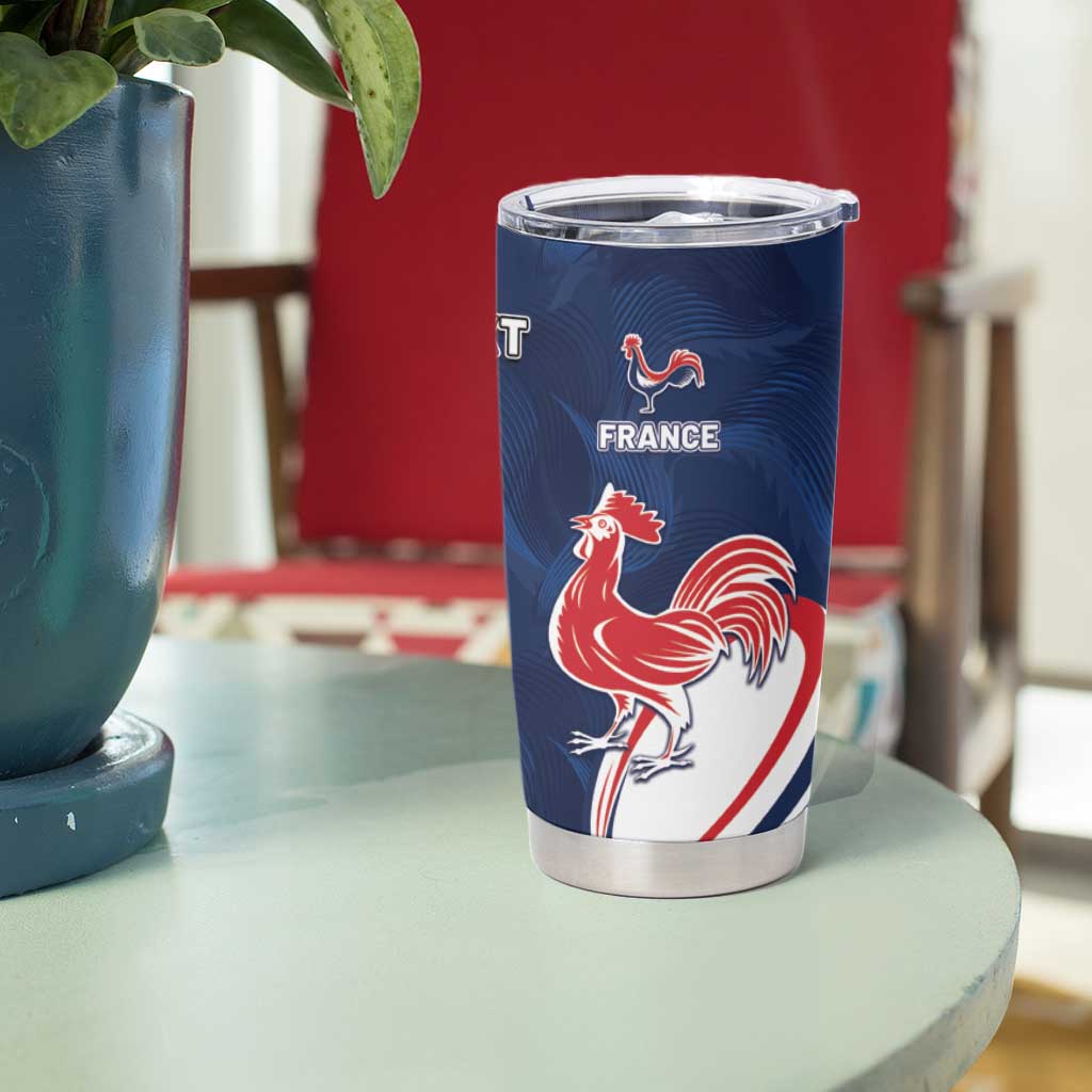 France And New Zealand Rugby Custom Tumbler Cup Les Bleus Rooster With Maori Tiki LT05 - Polynesian Pride