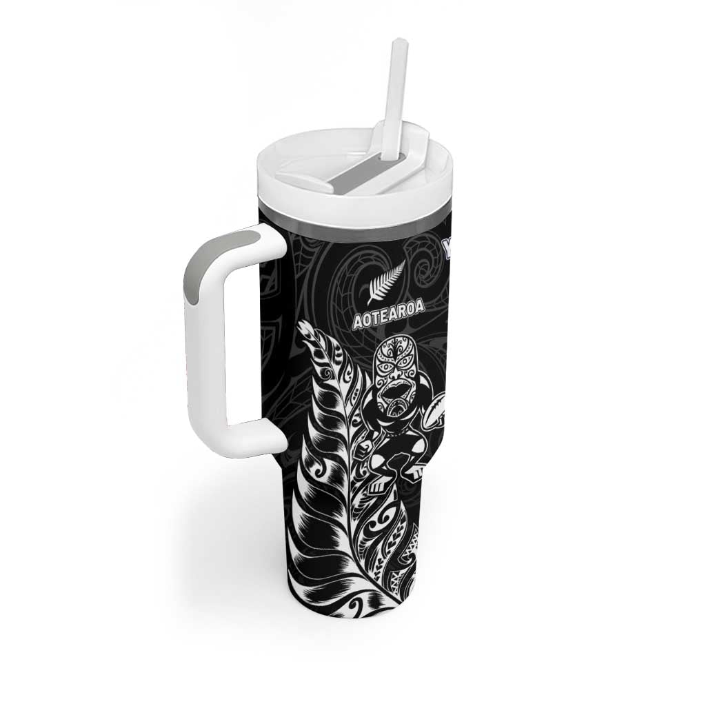 France And New Zealand Rugby Custom Tumbler With Handle Les Bleus Rooster With Maori Tiki - Polynesian Pride
