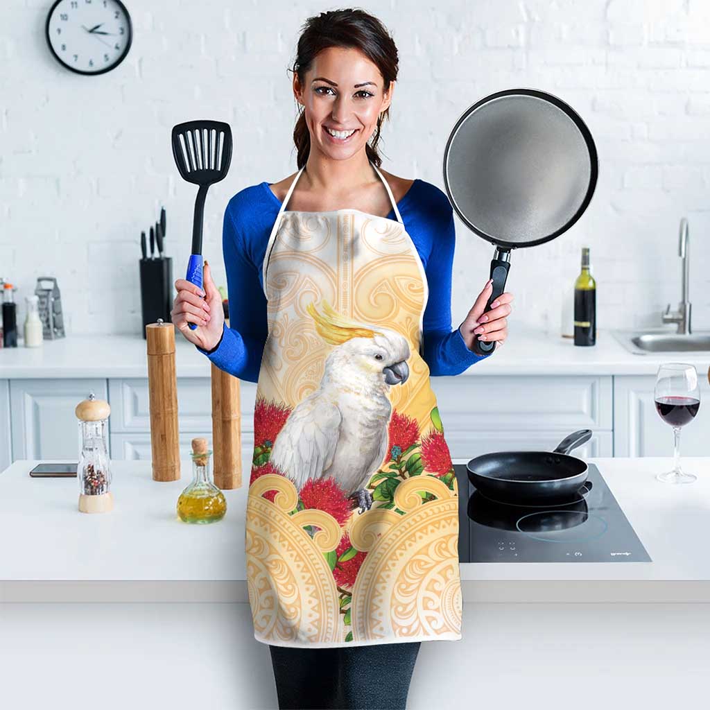 New Zealand Aotearoa Cockatoo Apron Maori Pattern With Pohutukawa Flowers