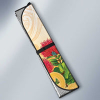 New Zealand Aotearoa Cockatoo Auto Sun Shade Maori Pattern With Pohutukawa Flowers