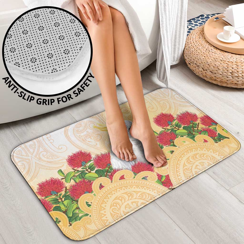 New Zealand Aotearoa Cockatoo Bathroom Set Maori Pattern With Pohutukawa Flowers