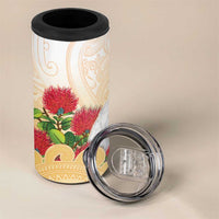 New Zealand Aotearoa Cockatoo 4 in 1 Can Cooler Tumbler Maori Pattern With Pohutukawa Flowers LT05 - Polynesian Pride
