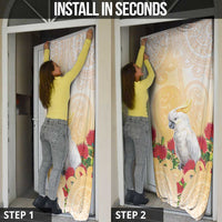 New Zealand Aotearoa Cockatoo Door Cover Maori Pattern With Pohutukawa Flowers