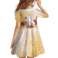 New Zealand Aotearoa Cockatoo Family Matching Off Shoulder Maxi Dress and Hawaiian Shirt Maori Pattern With Pohutukawa Flowers LT05 - Polynesian Pride