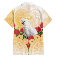 New Zealand Aotearoa Cockatoo Family Matching Off Shoulder Short Dress and Hawaiian Shirt Maori Pattern With Pohutukawa Flowers LT05 - Polynesian Pride