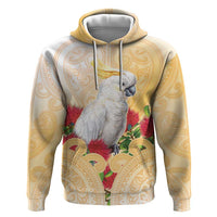 New Zealand Aotearoa Cockatoo Zip Hoodie Maori Pattern With Pohutukawa Flowers