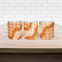 Orange Hawaii Palaka Ceramic Mug Hawaiian Ilima Lei