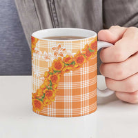 Orange Hawaii Palaka Ceramic Mug Hawaiian Ilima Lei