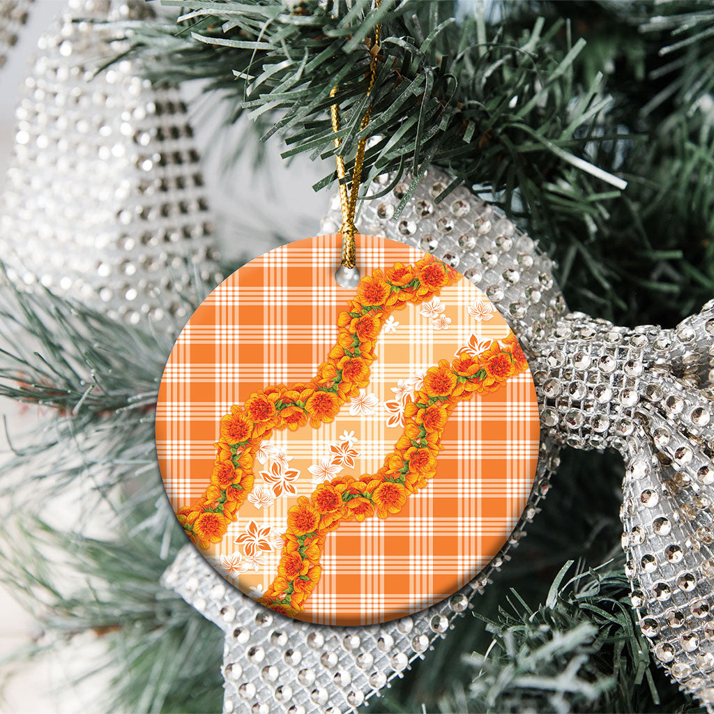 Orange Hawaii Palaka Ceramic Ornament Hawaiian Ilima Lei LT05 - Polynesian Pride