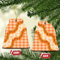 Orange Hawaii Palaka Ceramic Ornament Hawaiian Ilima Lei LT05 Bell Flake Orange - Polynesian Pride