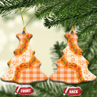 Orange Hawaii Palaka Ceramic Ornament Hawaiian Ilima Lei LT05 Christmas Tree Orange - Polynesian Pride