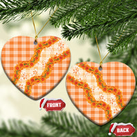 Orange Hawaii Palaka Ceramic Ornament Hawaiian Ilima Lei LT05 Heart Orange - Polynesian Pride