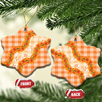 Orange Hawaii Palaka Ceramic Ornament Hawaiian Ilima Lei LT05 Snow Flake Orange - Polynesian Pride