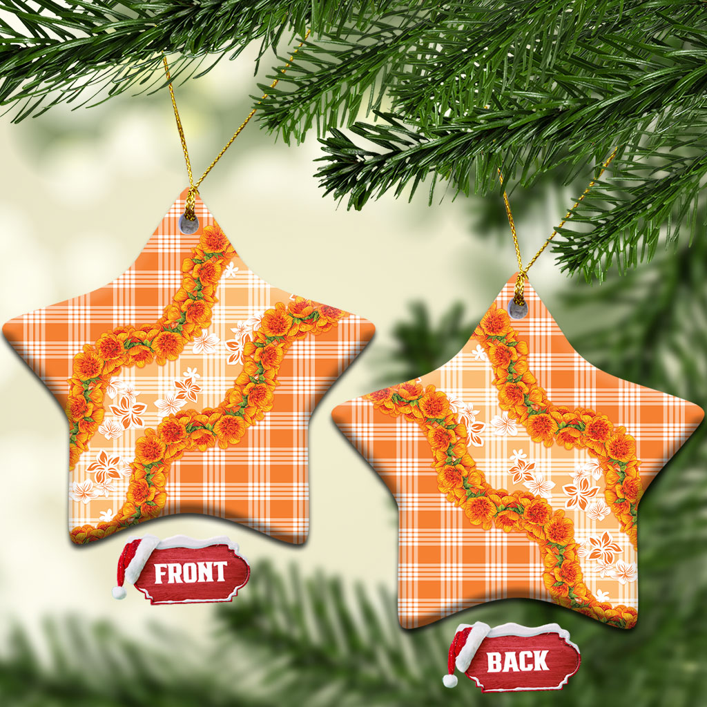 Orange Hawaii Palaka Ceramic Ornament Hawaiian Ilima Lei LT05 Star Orange - Polynesian Pride