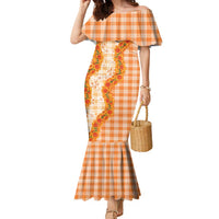 Orange Hawaii Palaka Family Matching Mermaid Dress and Hawaiian Shirt Hawaiian Ilima Lei LT05 Mom's Dress Orange - Polynesian Pride