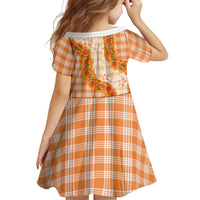 Orange Hawaii Palaka Family Matching Off Shoulder Short Dress and Hawaiian Shirt Hawaiian Ilima Lei LT05 - Polynesian Pride
