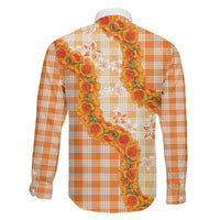 Orange Hawaii Palaka Family Matching Puletasi and Hawaiian Shirt Hawaiian Ilima Lei