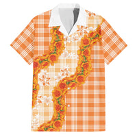 Orange Hawaii Palaka Family Matching Tank Maxi Dress and Hawaiian Shirt Hawaiian Ilima Lei LT05 Dad's Shirt - Short Sleeve Orange - Polynesian Pride