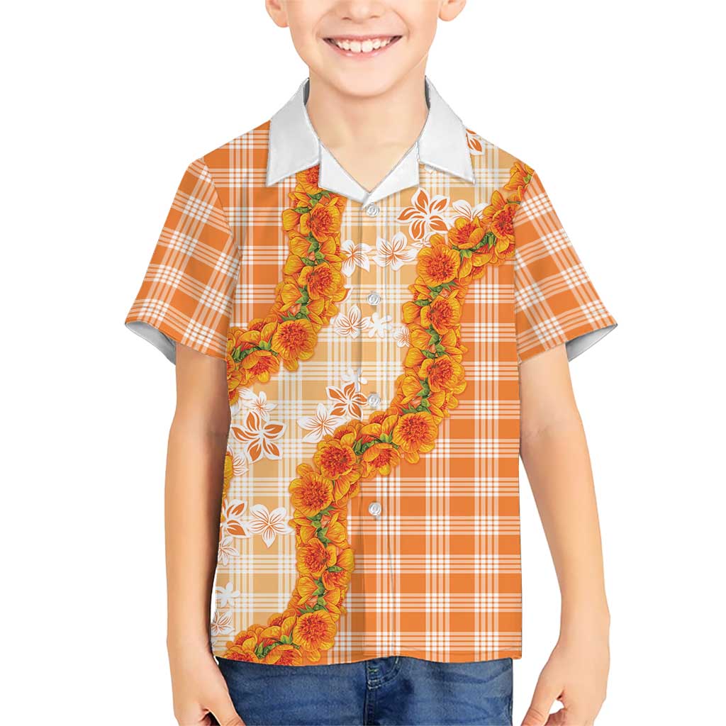 Orange Hawaii Palaka Hawaiian Shirt Hawaiian Ilima Lei
