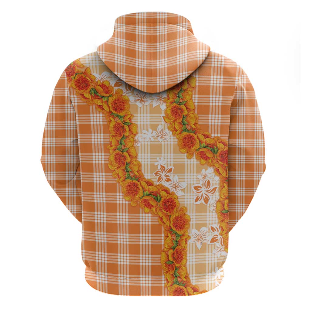 Orange Hawaii Palaka Hoodie Hawaiian Ilima Lei