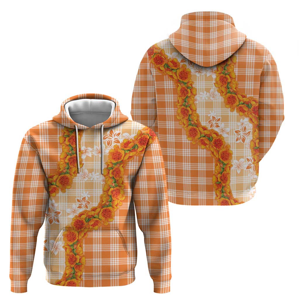 Orange Hawaii Palaka Hoodie Hawaiian Ilima Lei