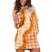 Orange Hawaii Palaka Hoodie Dress Hawaiian Ilima Lei