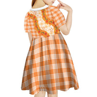 Orange Hawaii Palaka Kid Short Sleeve Dress Hawaiian Ilima Lei