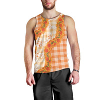 Orange Hawaii Palaka Men Tank Top Hawaiian Ilima Lei