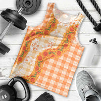 Orange Hawaii Palaka Men Tank Top Hawaiian Ilima Lei