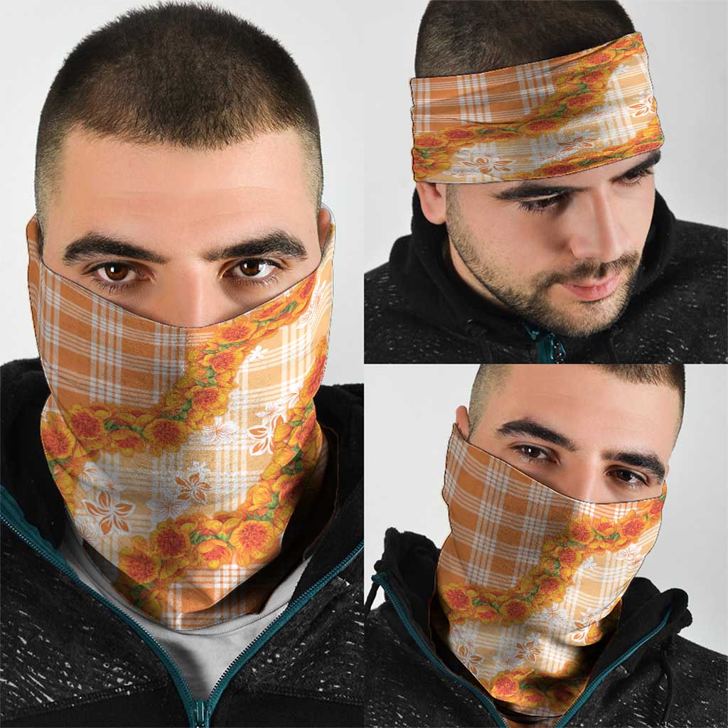 Orange Hawaii Palaka Neck Gaiter Hawaiian Ilima Lei