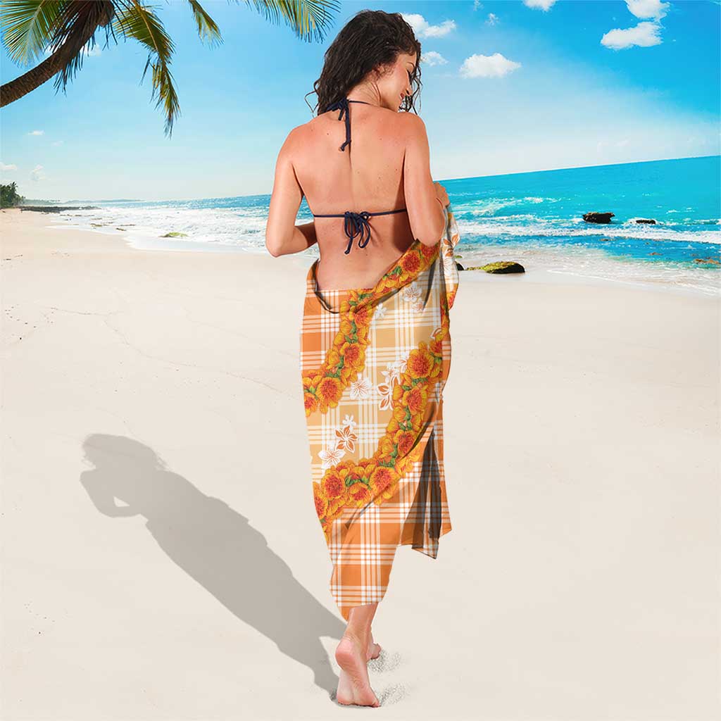 Orange Hawaii Palaka Sarong Hawaiian Ilima Lei
