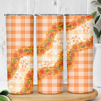 Orange Hawaii Palaka Skinny Tumbler Hawaiian Ilima Lei