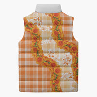 Orange Hawaii Palaka Sleeveless Puffer Jacket Hawaiian Ilima Lei