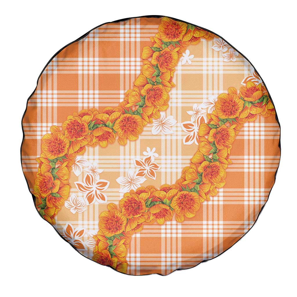 Orange Hawaii Palaka Spare Tire Cover Hawaiian Ilima Lei