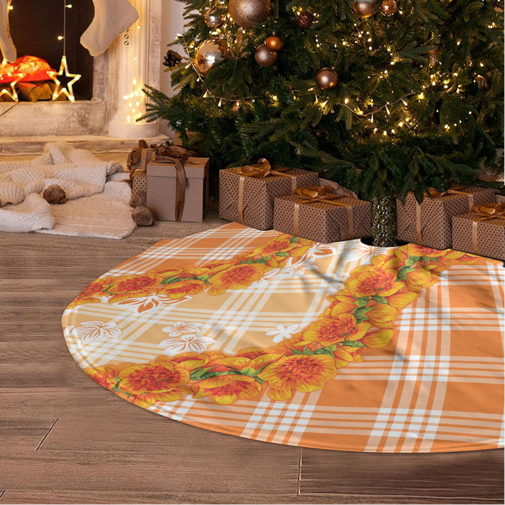 Orange Hawaii Palaka Tree Skirt Hawaiian Ilima Lei LT05 - Polynesian Pride