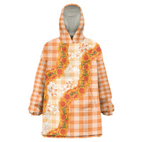 Orange Hawaii Palaka Wearable Blanket Hoodie Hawaiian Ilima Lei