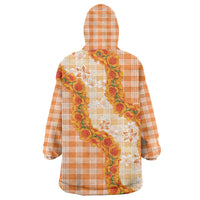 Orange Hawaii Palaka Wearable Blanket Hoodie Hawaiian Ilima Lei